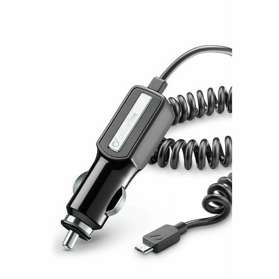 Auto Punjač CELLULARLINE, 10W, QC, Micro USB Kabel 100cm, Crni