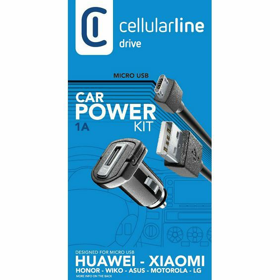 Auto Punjač CELLULARLINE, Za Huawei/Xiaomi/Motorla, 5W, 1xUSB-A, Kabel Micro USB 100cm, Crni-1
