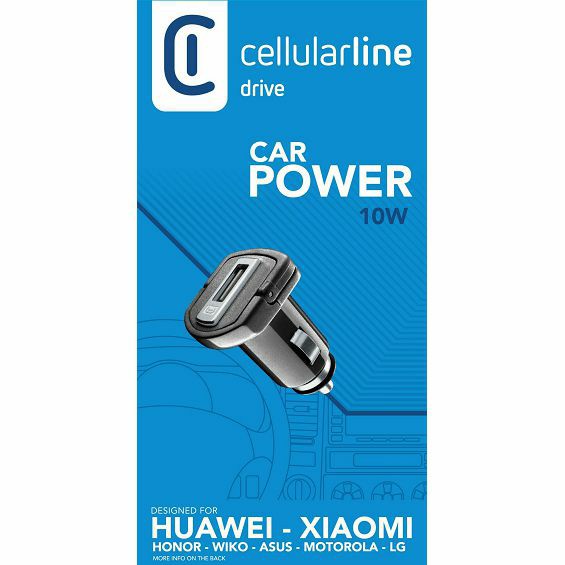 Auto Punjač CELLULARLINE, Za Huawei/Xiaomi/Motorola, 10W, 1xUSB-A, Crni-1