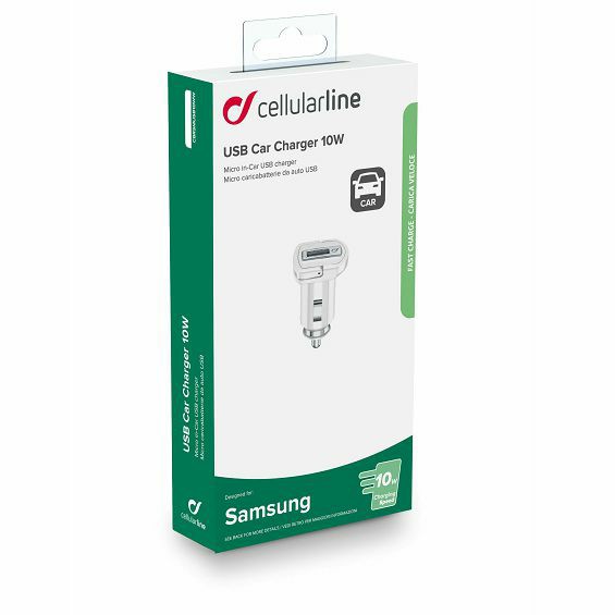 Auto Punjač CELLULARLINE, Za Samsung, 10W, 1xUSB-A, QC, Bijeli-1