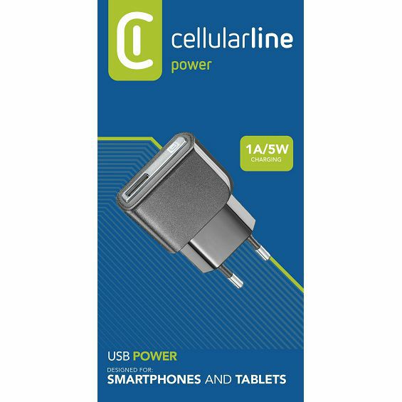 Kućni punjač CELLULARLINE 5W 1A, 1xUSB-A, crna boja-1