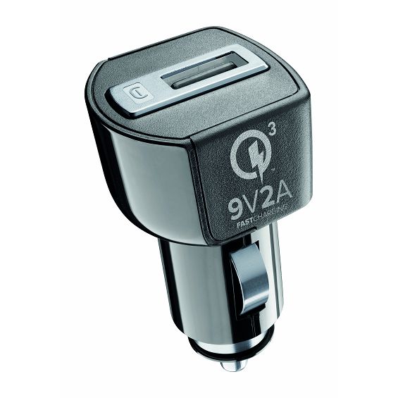 Auto Punjač CELLULARLINE, Za Huawei/Motorola, 18W, 1xUSB-A, QC 3.0, Crni-0