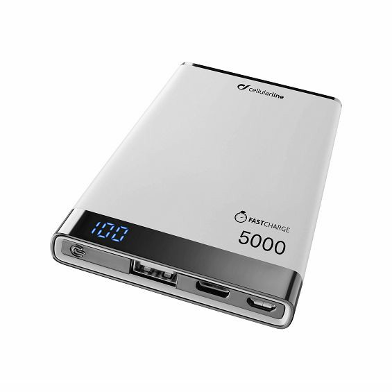 Prijenosna baterija CELLULARLINE Manta 5000 mAh, 10W, bijela boja