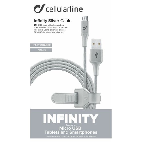 Kabel CELLULARLINE, USB-A (M) na Micro USB (M), MFI, 120cm, Srebrni-3