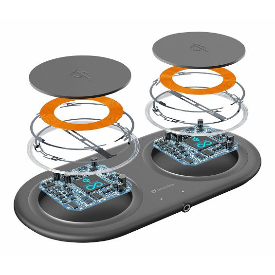 Bežični punjač CELLULARLINE Gemini Dual 10W+10W crna boja-2