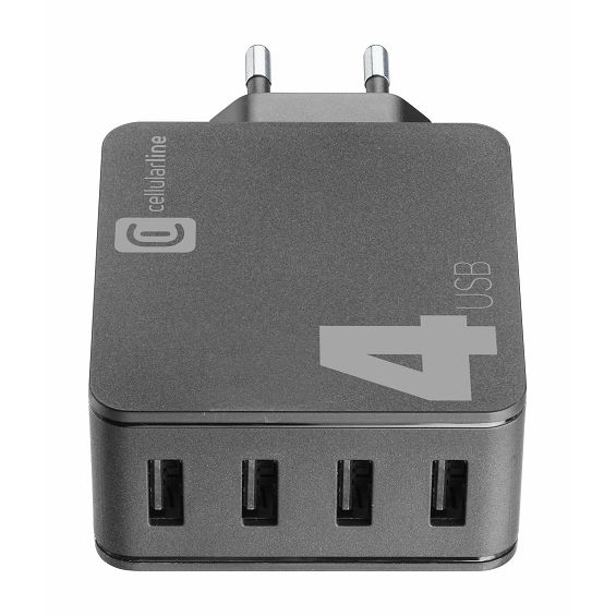 Kućni Punjač CELLULARLINE, Multipower 4, 42W, 4xUSB-A, QC, Crni-1