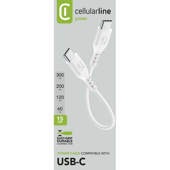 Kabel CELLULARLINE, USB-C na USB-C, 15cm, Bijeli-1
