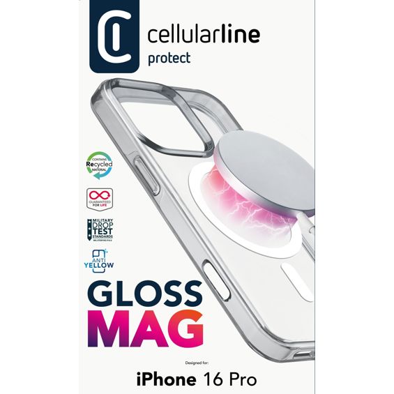Zaštitna Maska CELLULARLINE, Gloss Mag, iPhone 16 PRO, Prozirna-3