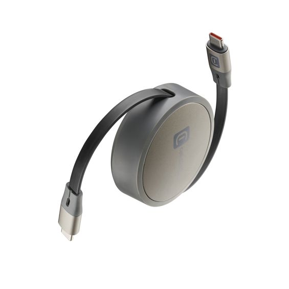 Kabel CELLULARLINE, USB-C/USB-C uvlačivi 5A/100W 100 cm