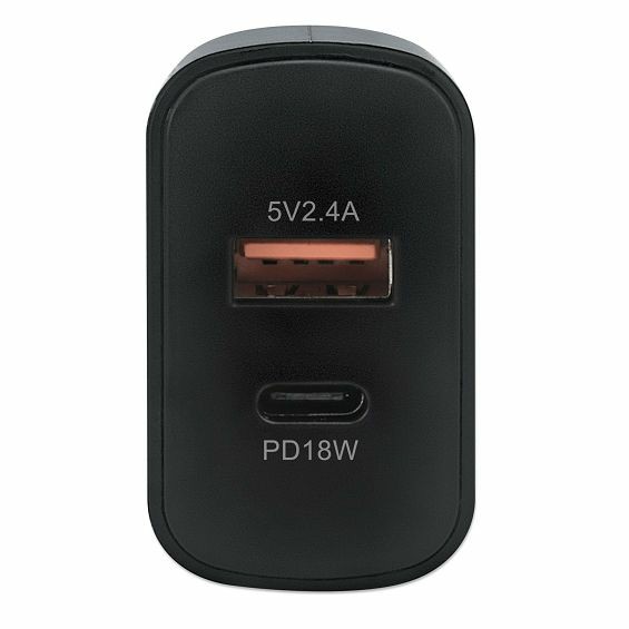 Kućni punjač MANHATTAN 102148 27W (USB-C PD 18W + USB-A), crna boja-2