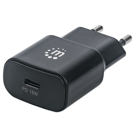Kućni punjač MANHATTAN 102087, 18W, USB-C PD, crna boja-1