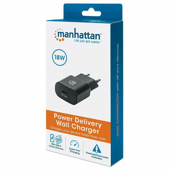 Kućni punjač MANHATTAN 102087, 18W, USB-C PD, crna boja-3