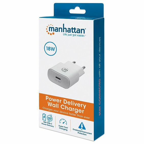 Kućni punjač MANHATTAN 102094, 18W, USB-C PD, bijela boja-3