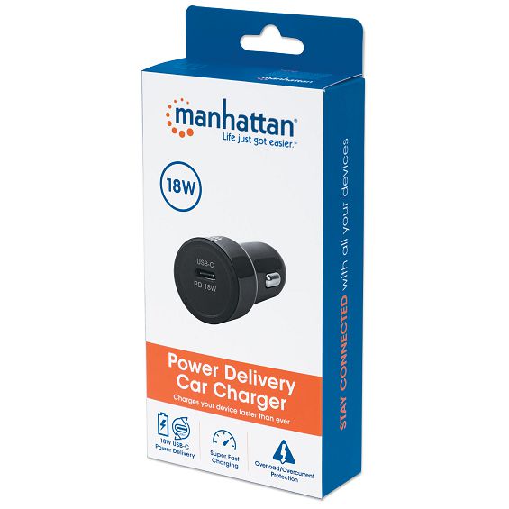 Auto punjač MANHATTAN 102056, 18W, USB-C PD, crna boja-2