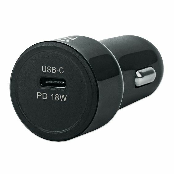 Auto punjač MANHATTAN 102056, 18W, USB-C PD, crna boja