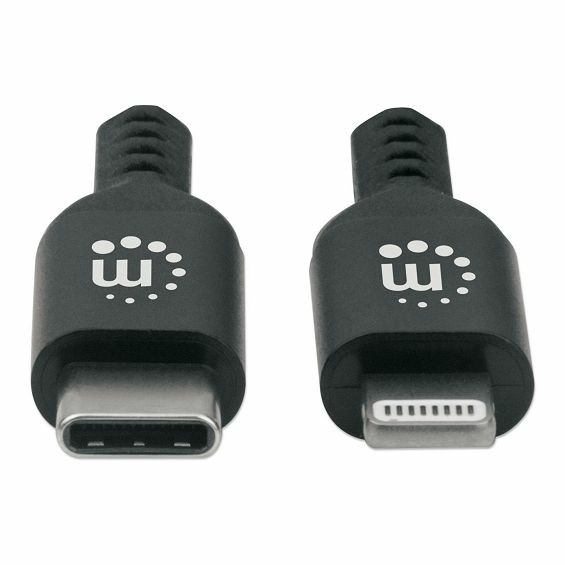 Kabel MANHATTAN USB-C na Lightning 1.8m (MFi, PD 18W), crna boja-2
