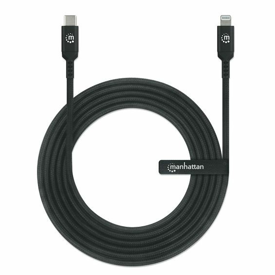 Kabel MANHATTAN USB-C na Lightning 1.8m (MFi, PD 18W), crna boja-1