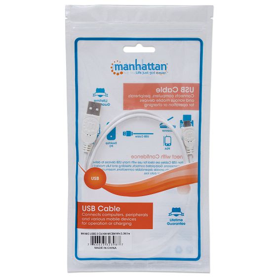 USB kabel MANHATTAN 323987 USB-A (M) na Micro-B (M), 1m, bijela boja-2