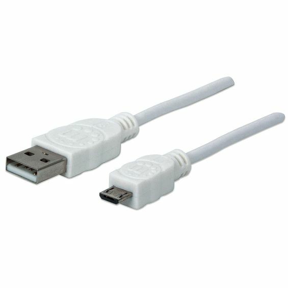 USB kabel MANHATTAN 323987 USB-A (M) na Micro-B (M), 1m, bijela boja