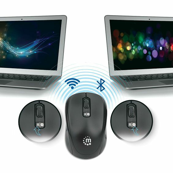 Miš MANHATTAN 179478,Dual-Mode, Optički, Bežični, BT 4.0, 2.4 GHz WIFI, 800/1200/1600 dpi, Crni-3