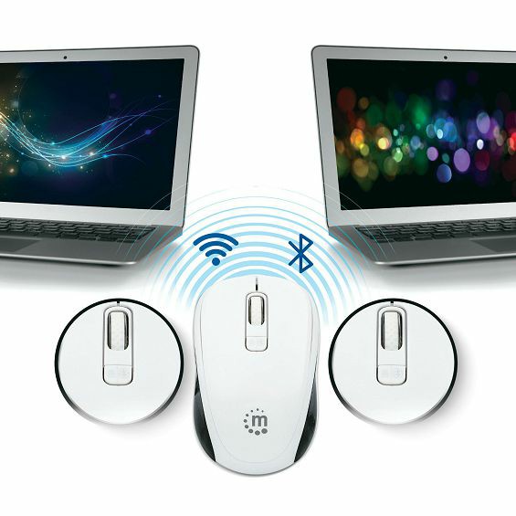 Miš MANHATTAN 179645,Dual-Mode, Optički, Bežični, BT 4.0, 2.4 GHz Wireless, 800/1200/1600 dpi, Bijeli-4