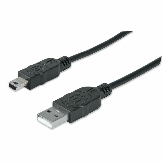 Kabel MANHATTAN 333375, USB Hi-Speed, USB-A (M) na USB-B Mini (M), USB 2.0, 480 Mbps, 1.8m, Crni