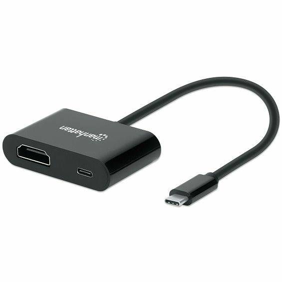 Konverter MANHATTAN 153416, USB-C (M) na HDMI (Ž), 4K@60Hz, PD do 60W (20V/3A), Crni
