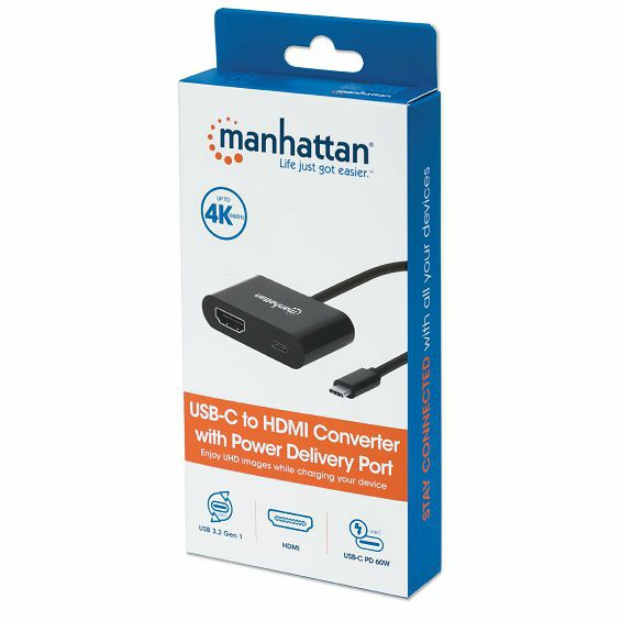 Konverter MANHATTAN 153416, USB-C (M) na HDMI (Ž), 4K@60Hz, PD do 60W (20V/3A), Crni-2