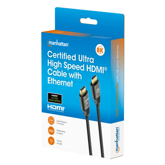 HDMI kabel MANHATTAN 394956, Ultra High Speed, 8K@60Hz, 1m, crna boja-2