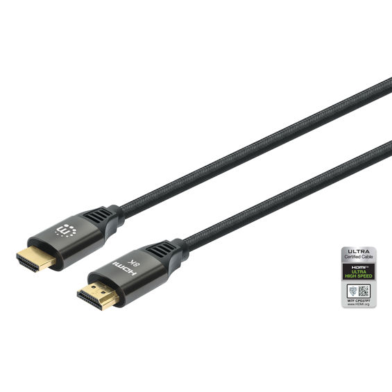 HDMI kabel MANHATTAN 394956, Ultra High Speed, 8K@60Hz, 1m, crna boja