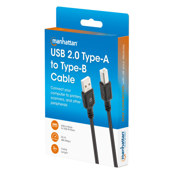 Kabel MANHATTAN USB 2.0 A-B 3m crni - 356848-2