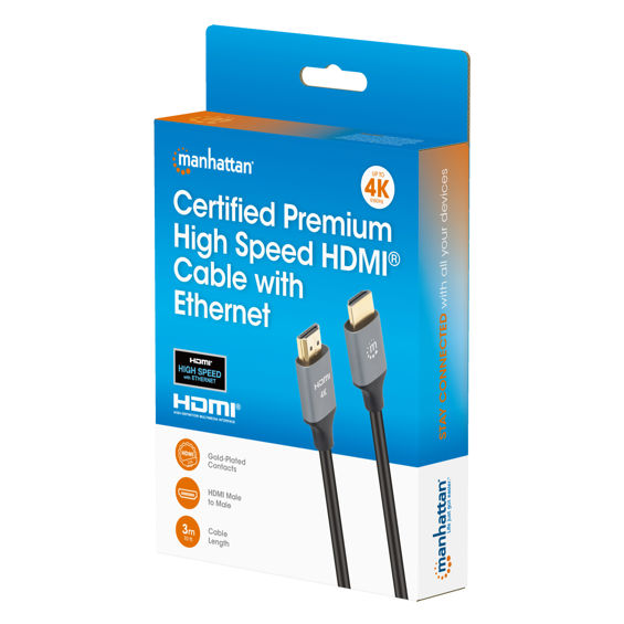 HDMI kabel MANHATTAN 394949 Premium Certified (4K@60Hz, 3m), crna boja-2