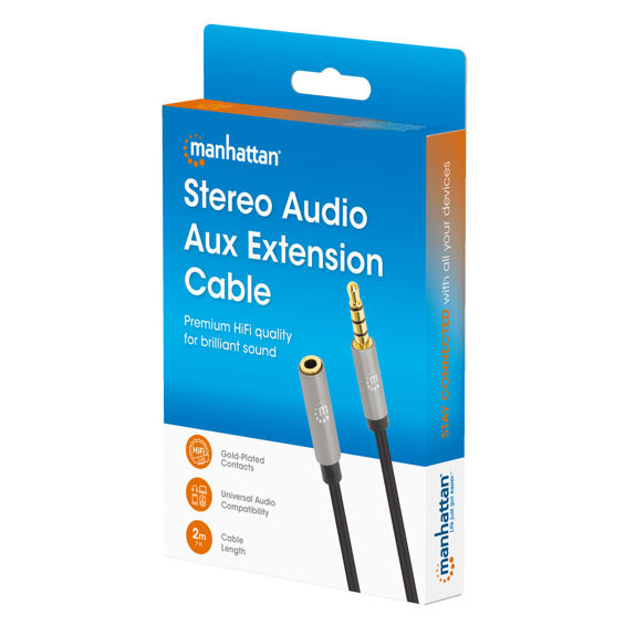 Produžni audio kabel MANHATTAN 395038 3.5mm (M) na 3.5mm (Ž), 2m-2