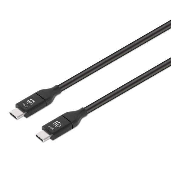 Kabel MANHATTAN USB-C na USB-C 3.2 Gen 2 (10Gbps, 60W), 1m, crna boja