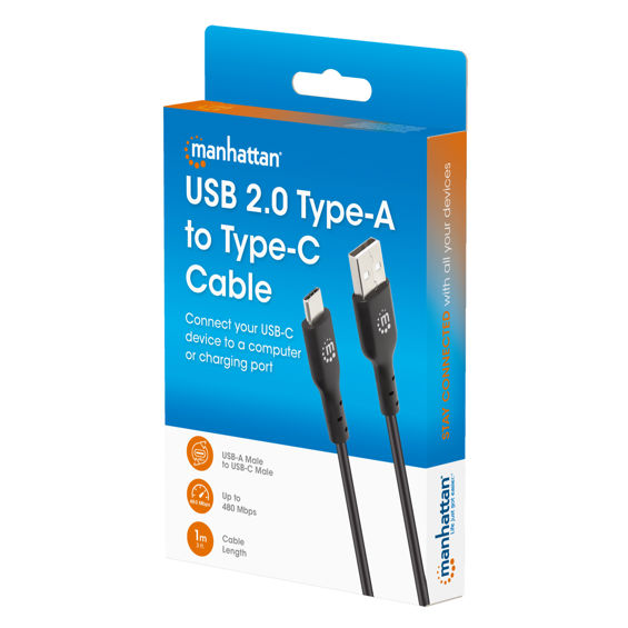 Kabel MANHATTAN USB-C na USB-A 2.0 1m crna boja (394864)-2