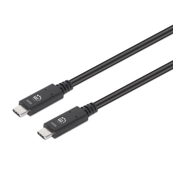 Kabel MANHATTAN 394901, USB-C na USB-C, 100W, 1m, crna boja