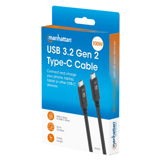 Kabel MANHATTAN 394901, USB-C na USB-C, 100W, 1m, crna boja-2