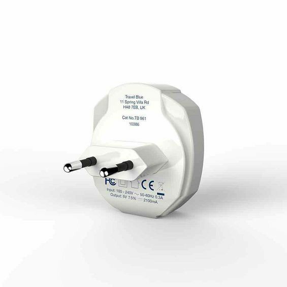 Kućni punjač TRAVEL BLUE Dual 961 (2x USB, 2.4A, bijela boja)-2