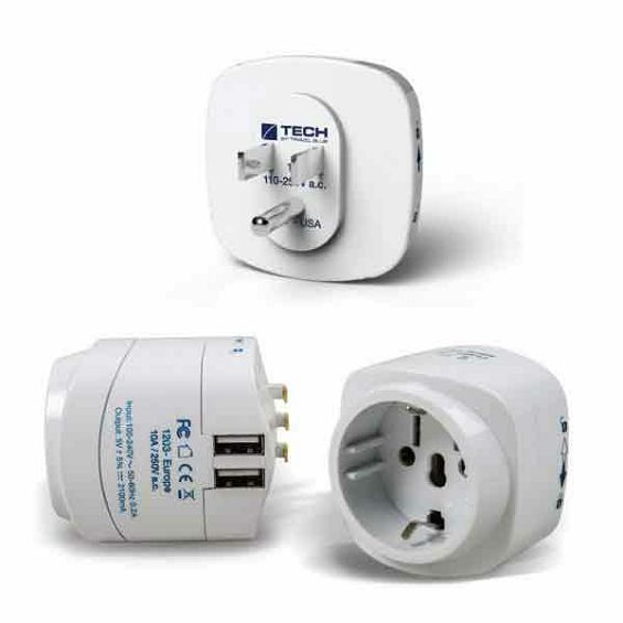 Putni adapter i punjač TRAVEL BLUE EU to USA 945 (2x USB-A), bijela boja-0