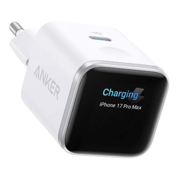 Kućni punjač ANKER, Nano Smart Display, 45W, 1xUSB-C, PD, PPS, QC, White, A121DG21-0