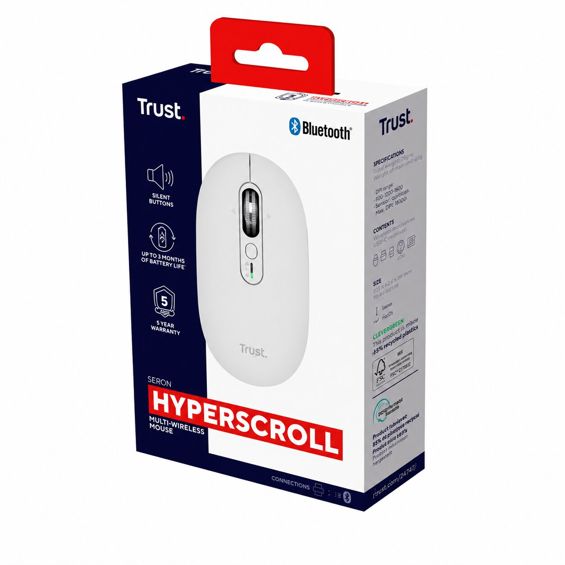 Miš TRUST Seronm, 26019, Bežični, Punjivi, White-3