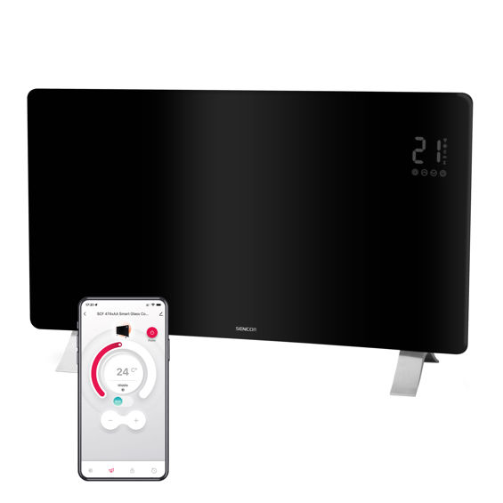 Staklena konvekcijska grijalica SENCOR, SCF 4741BK, 2400W, WiFi, Black-0