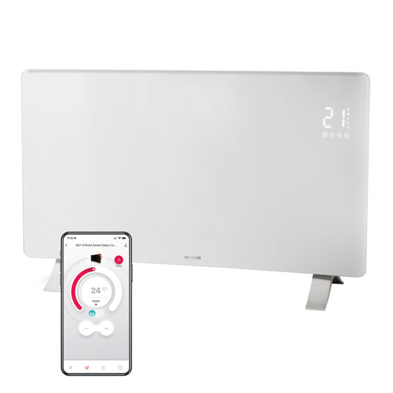 Staklena konvekcijska grijalica SENCOR, SCF 4740WH, WiFi, 2400W, White-0