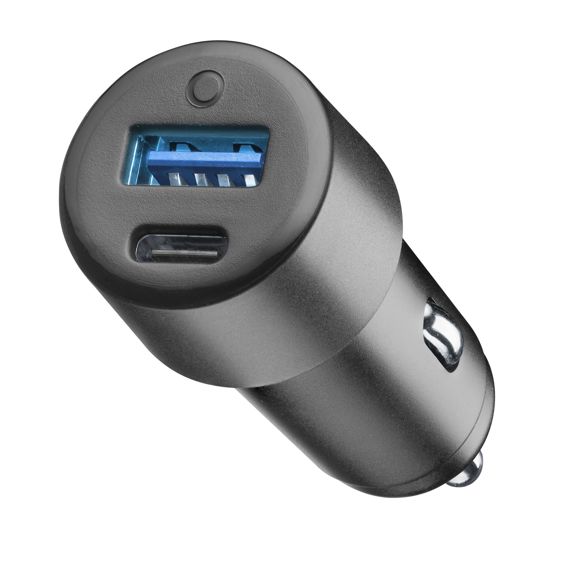 Auto punjač PLOOS 20W (USB-C PD + USB-A QC 3.0) crna boja-0