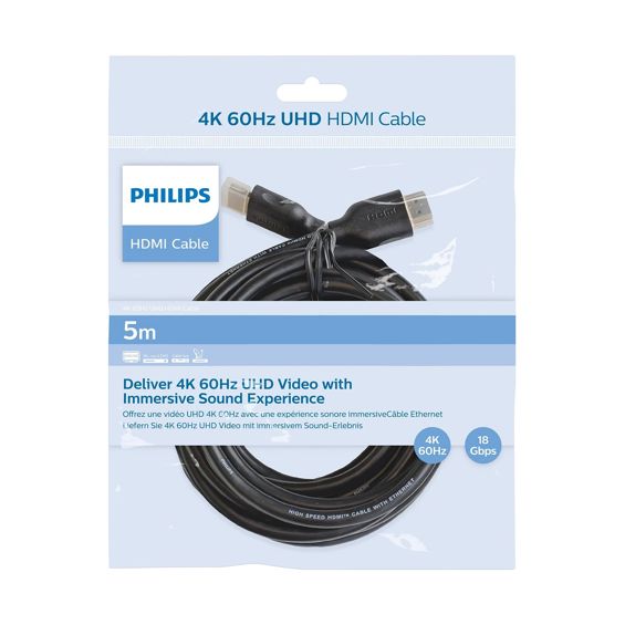 Kabel PHILIPS, HDMI na HDMI, UHD 4K, 3D, 60Hz, ARC, Ethernet, 18Gbps, 5m-1