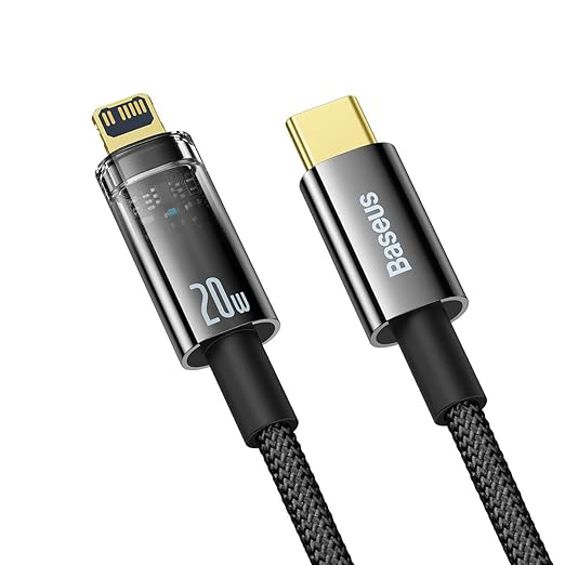 Kabel BASEUS, USB-C na Lightning, 20W, Woven, 200cm, PD, Black, CATS000101-1