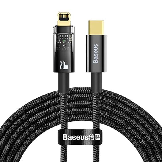 Kabel BASEUS, USB-C na Lightning, 20W, Woven, 200cm, PD, Black, CATS000101