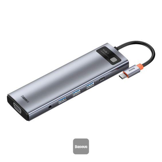 USB-C Hub BASEUS, CAHUB-CT0G, USB-C/11u1, Grey-1