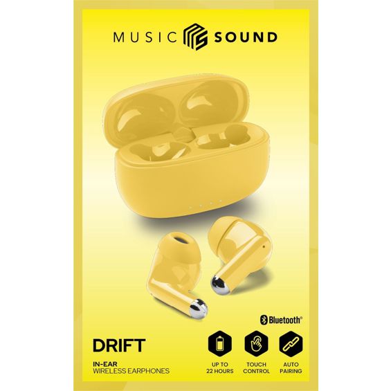 Slušalice CELLULARLINE MUSIC SOUND Drift (Bluetooth, mikrofon, 22h, žute)-1
