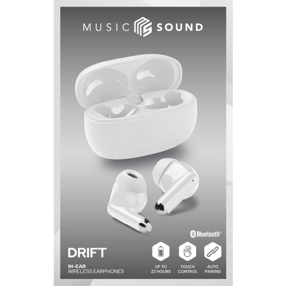 Slušalice MUSIC SOUND Drift (Bluetooth, TWS, mikrofon, bijela)-1